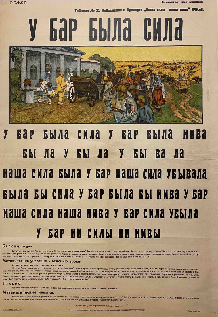 Evstafiev M. Table ABC "Our power - our Niva" 1925: Russian Soviet Poster Full title in English: Table ABC "Our power - our Niva" 1925 Full title in Russian: Таблица ABC "Наша с