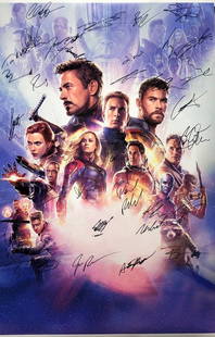 Avengers endgame cast signed poster 24 by 36 Chris Evans Robert