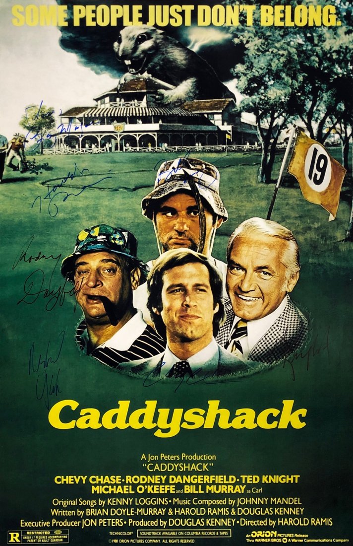 Caddyshack Poster A Chevy Chase Ted Knight Autographed (1 of 5)