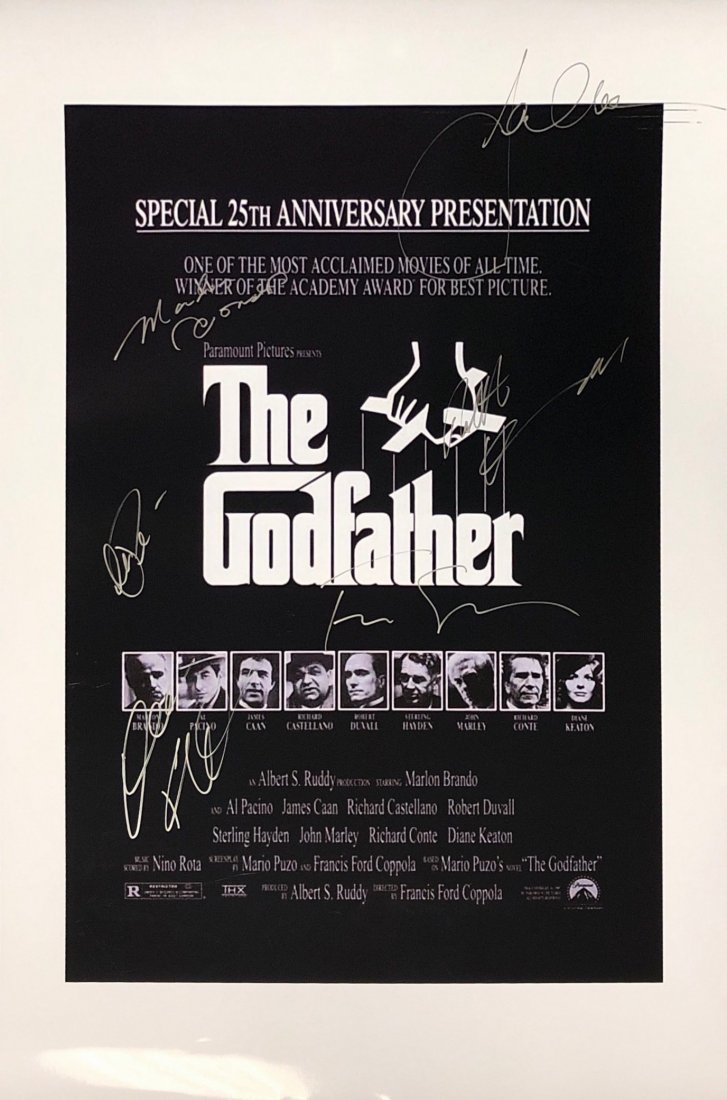 Godfather Poster Robert De Niro Al Pacino SIGNED: Autographed by: Al Pacino, Robert De Niro, Diane Keaton, James Caan, Robert Duvall, Francis Ford Coppola Size: 24" x 36" All items come with COA which has professional authentication services by exper