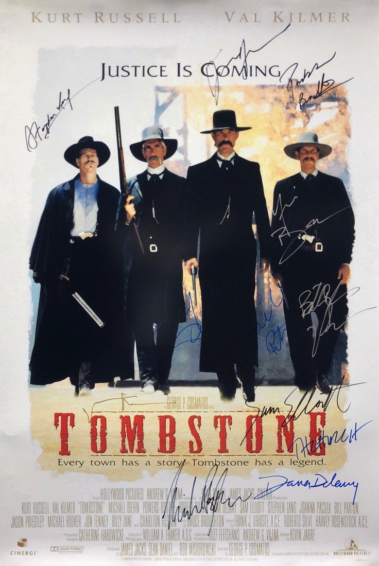 Tombstone Poster B Kurt Russell Val Kilmer Autographed (1 of 7)