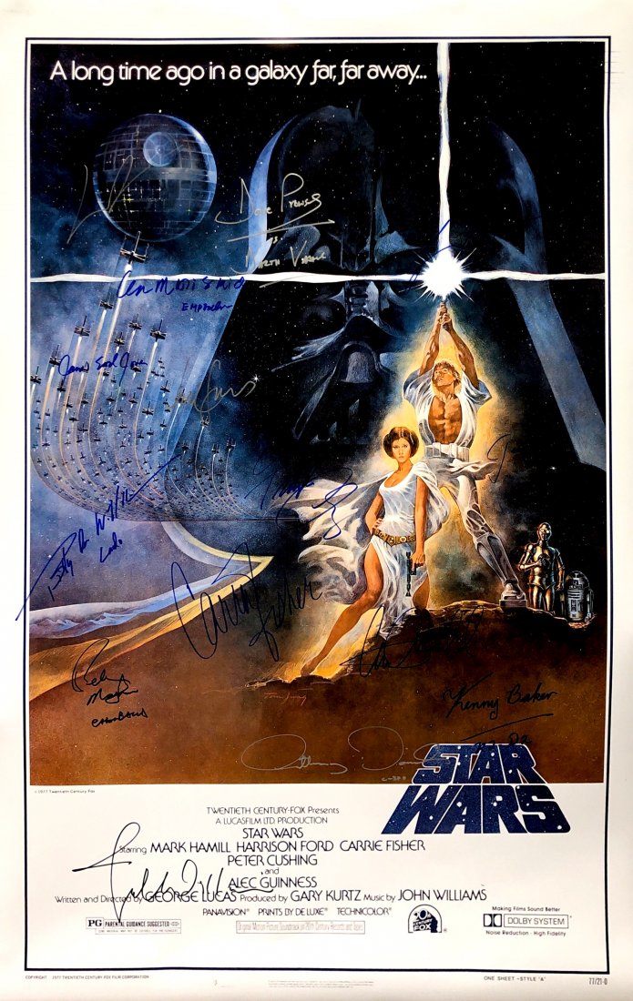 Star Wars New Hope Poster Mark Hamill Harrison SIGNED (1 of 5)