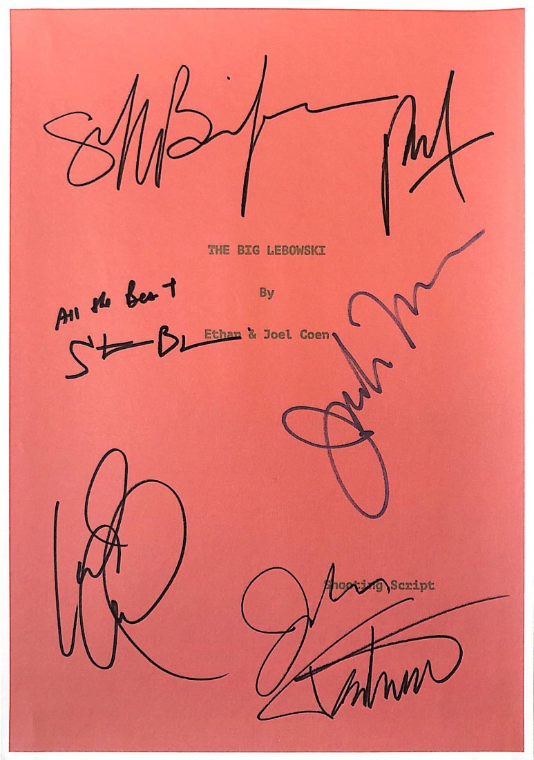 Jeff Bridges Autograph Signed The Big Lebowski Script: Autographed by: Jeff Bridges, John Goodman, Julianne Moore, Steve Buscemi, John Turturro, Philip Seymour Hoffman All items come with COA which has professional authentication services by experts. Cert