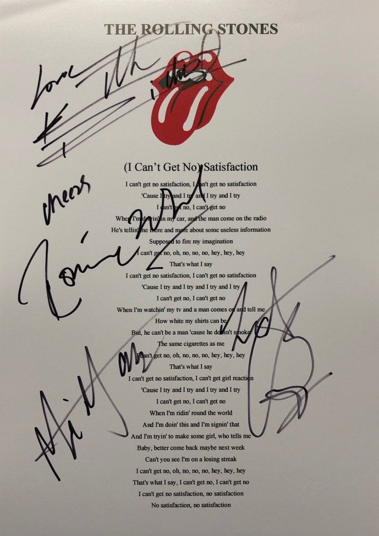 The Rolling Stones Autograph Signed Lyrics Sheet (1 of 1)