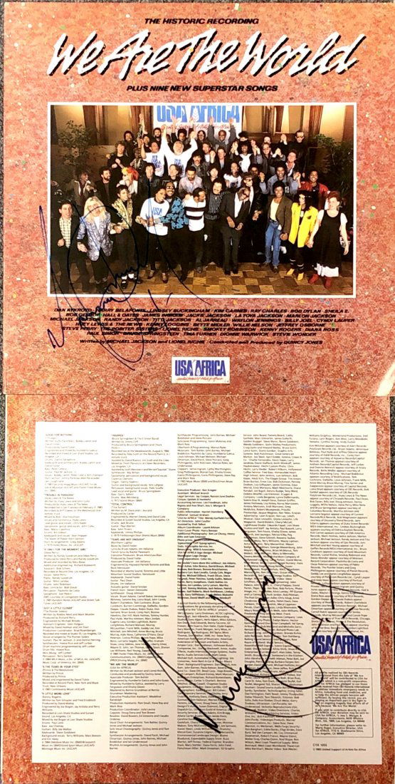Michael Jackson TWO Autograph Signed We Are The World (1 of 3)