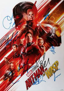 Marvel Exclusive Promotional Poster â€“Ant-Man and the: Autographed by:Paul Rudd, Evangeline Lilly, Michael Douglas, Hannah John-Kamen, Judy Greer, Michelle Pfeiffer, Walton Goggins, Michael Pena, Laurence Fishburne, Randall ParkSize: 13.9" x 9.8"All