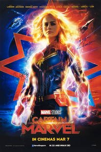 Captain Marvel Poster A Autographed Signed Brie Larson: Autographed by:Brie Larson, Samuel L. Jackson, Jude Law, Ben Mendelsohn, AnnetteBening, Clark Gregg, Gemma Chan, Lee Pace, Djimon Hounsou, LashanaLynchSize: 24" x 36"All items come with COA which has