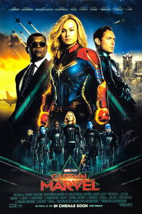 Captain Marvel Poster B Autographed Signed Brie Larson: Autographed by:Brie Larson, Samuel L. Jackson, Jude Law, Ben Mendelsohn, AnnetteBening, Clark Gregg, Gemma Chan, Lee Pace, Djimon Hounsou, LashanaLynchSize: 24" x 36"All items come with COA which has