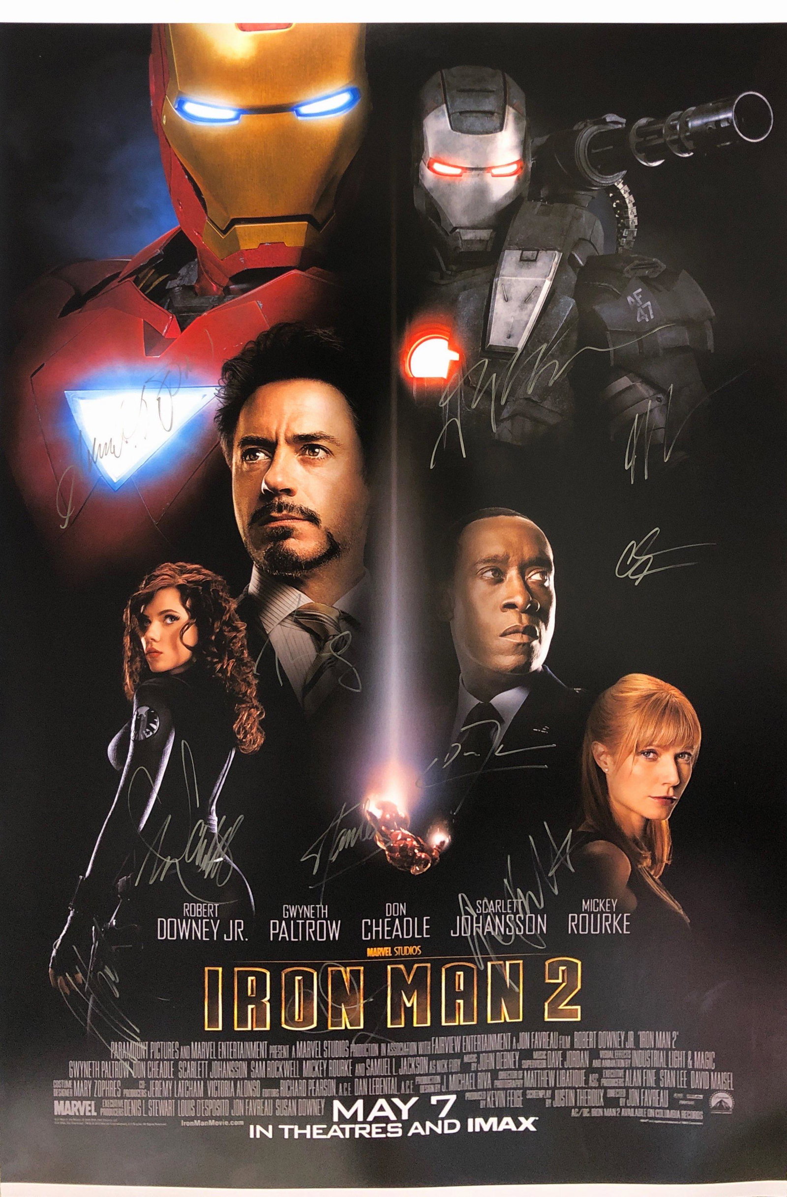 Iron Man 2 Robert Downey Jr Poster Autographed Signed: Autographed by: Robert Downey Jr, Samuel L Jackson, Gwyneth Paltrow, Don Cheadle, Scarlett Johannsson, Clark Gregg, Jon Favreau, Sam Rockwell, Mickey Rourke, John Slattery and Stan Lee Size: 24" X 36"