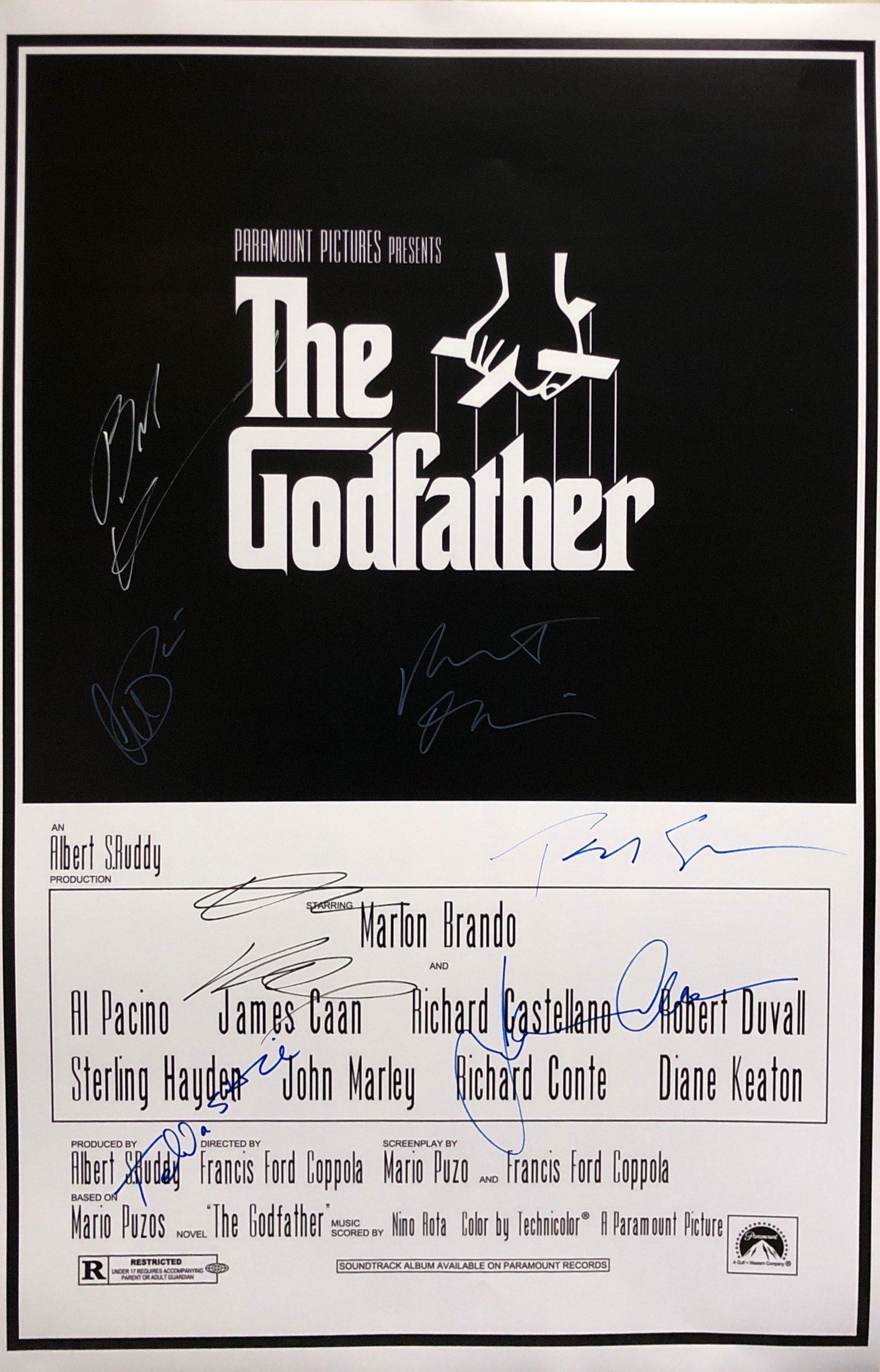 Godfather Robert De Niro Autographed SIGNED Poster: Autographed by: Al Pacino, Robert De Niro, Diane Keaton, James Caan, Talia Shire, Robert Duvall, Francis Ford Coppola Size: 24" x 36" All items come with COA which has professional authentication serv