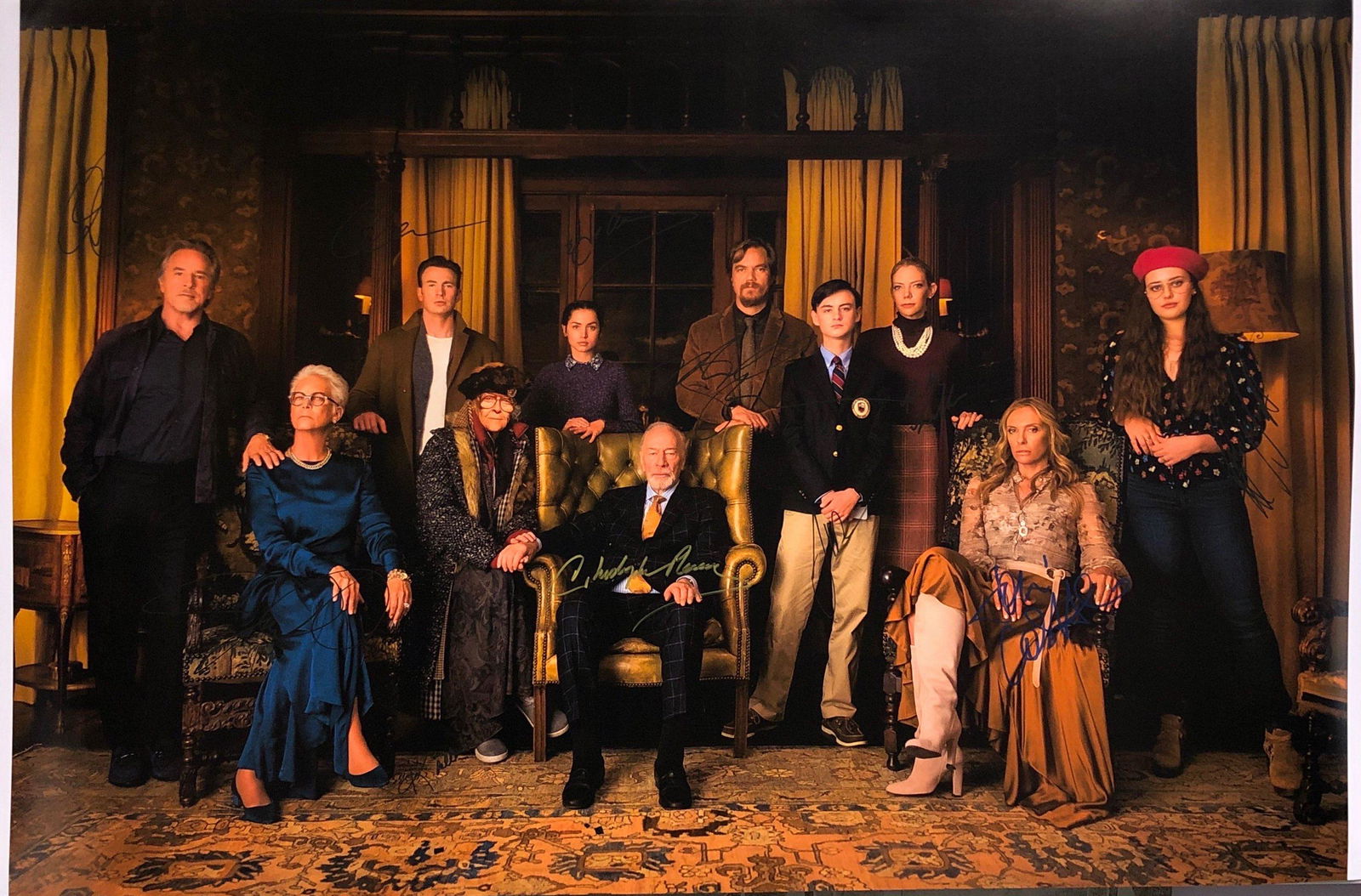 Knives Out Autographed SIGNED Poster: Autographed by: Chris Evans, Ana De Armas, Jamie Lee Curtis, Michael Shannon, Don Johnson, Toni Collette, Katherine Langford, Jaeden Martell, Christopher Plummer, Riki Lindhome, K Callan Size: 24" x 3