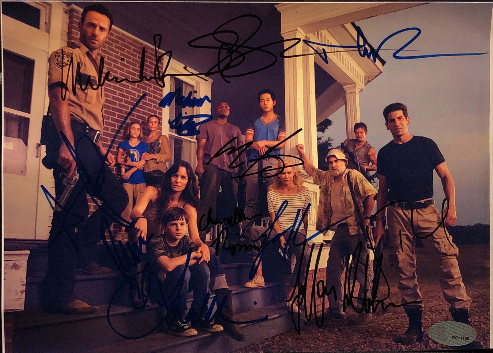 Walking Dead Andrew Lincoln Norman Reedus Laurie Holden: Autographed by: Andrew Lincoln, Norman Reedus, Laurie Holden, Jon Bernthal, Jeffrey DeMunn, Sarah Wayne Callies, Chandler Riggs, Steven Yuen, Irone Singleton, Melissa McBride, Madison Lintz Size: 8" x