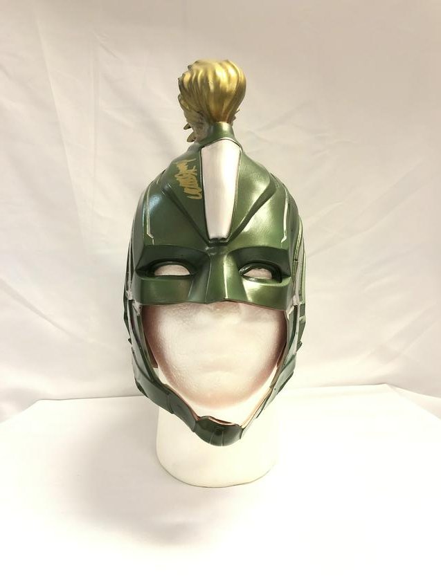 Captain Marvel Mask Brie Larson Autographed Signed: Autographed by: Brie Larson, Samuel L. Jackson, Ben Mendelsohn, Gemma Chan, Lee Pace, Lashana Lynch, Clark Gregg, Jude Law and Annette Bening (Ink Fade with Annette autograph) All items come with COA 