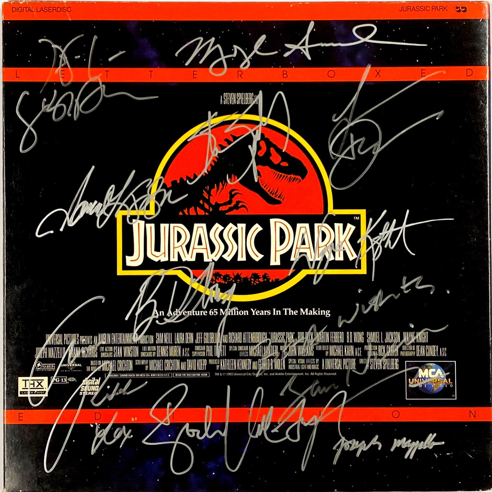 Jurassic Park Sam Neill LD Autograph Signed: Autographed by: Sam Neill, Laura Dern, Jeff Goldblum, Joseph Mazzello, Ariana Richards, Samuel L. Jackson, Wayne Knight, BD Wong, Miguel Sandoval, Steven Spielberg, Sir Richard Attenborough All items
