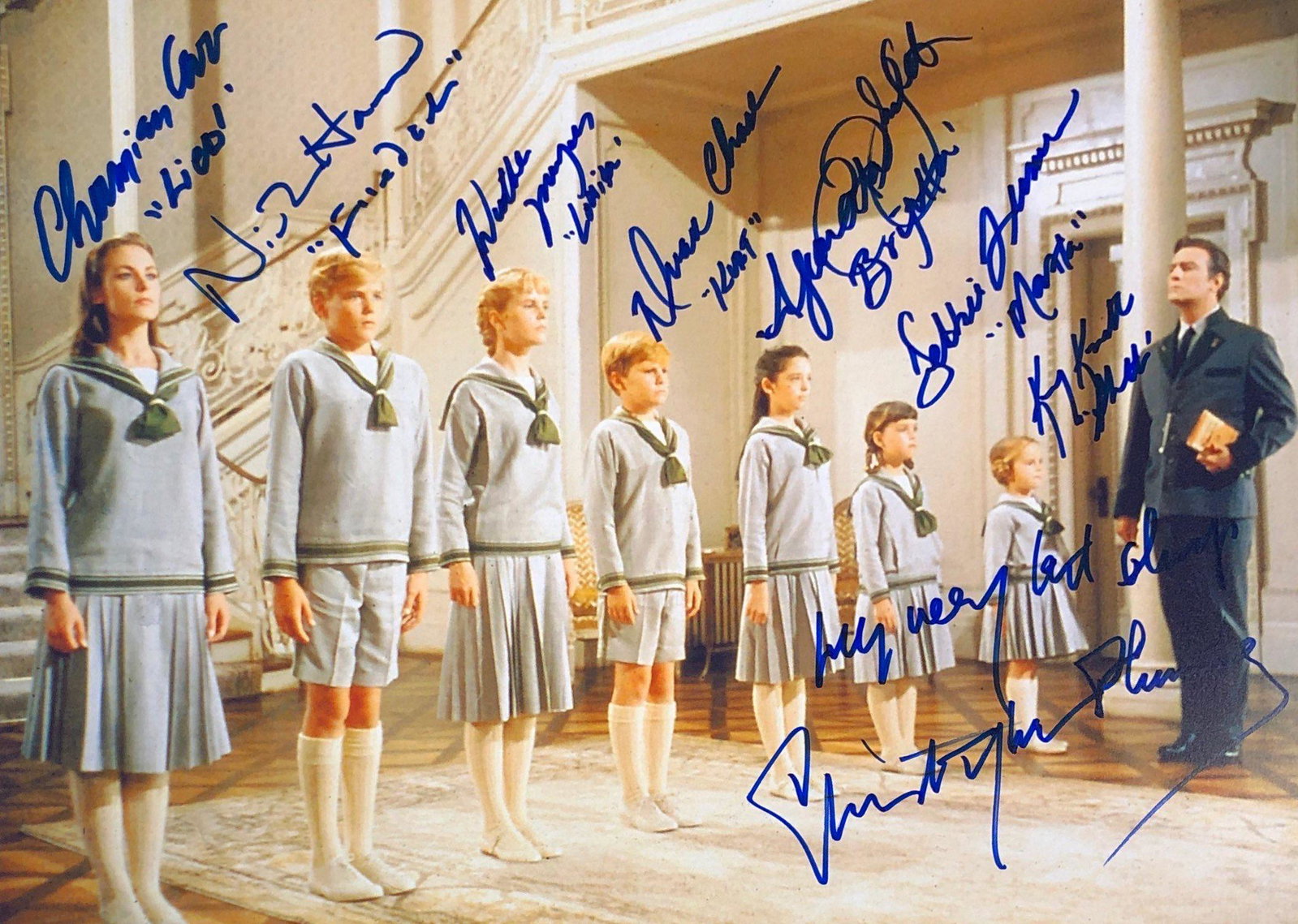 Sound of Music Christopher Plummer Signed Photo: Autographed by: Christopher Plummer, Charmian Carr, Nicholas Hammond, Heather Menzies-Urich, Duane Chase, Angela Cartwright, Debbie Turner, Kym Karath Size: 8" x 10" All items come with COA which has 