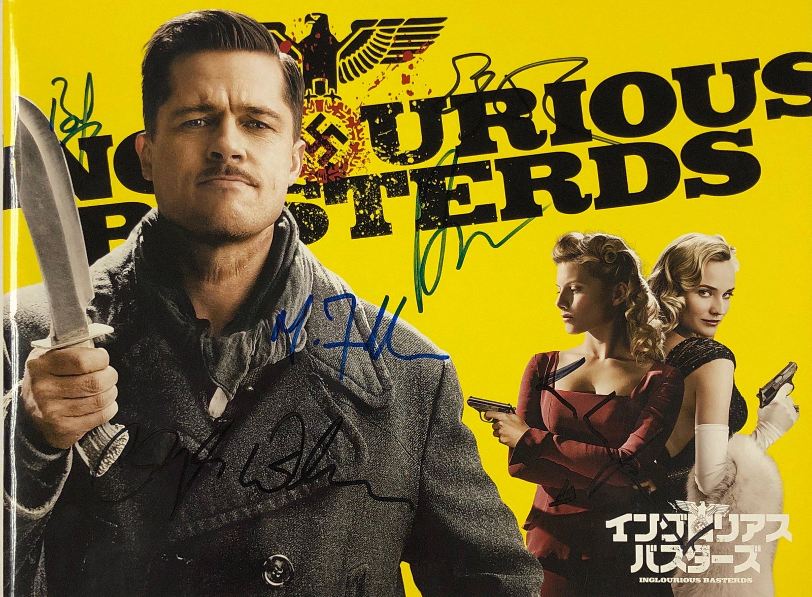 Inglourious Bastards Movie Picture Book Autograph: Autographed by: Brad Pitt, Melanie Laurent, Christoph Waltz, Eli Roth, Michael Fassbender, Diane Kruger All items come with COA which has professional authentication services by experts. Certificate c