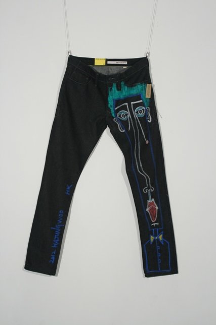 Jean-Untitled: Ha Jung Woo, Acrylic on DKNY Jean, Auctioned for Charity