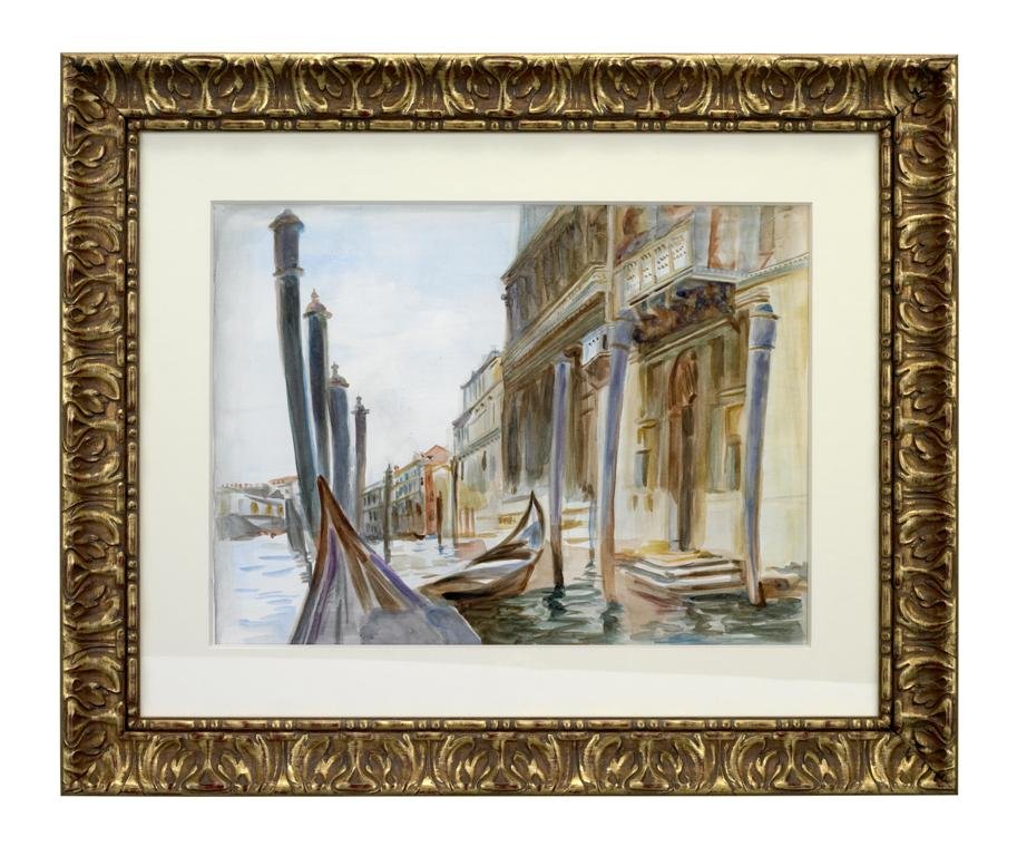 Le Grand Canal a Venise (1907): Manner of John Singer SARGENT (American 1856 - 1925) Water colour on paper Reproduction Troubetzkoy 72 x 86 cm John Singer Sargent was born in Florence to American parents. As a child he moved through