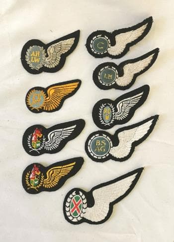 SOUTH AFRICA.SAAF Half Brevet Lot of 9: Cloth and wire embroidered for various flying duties qualifications