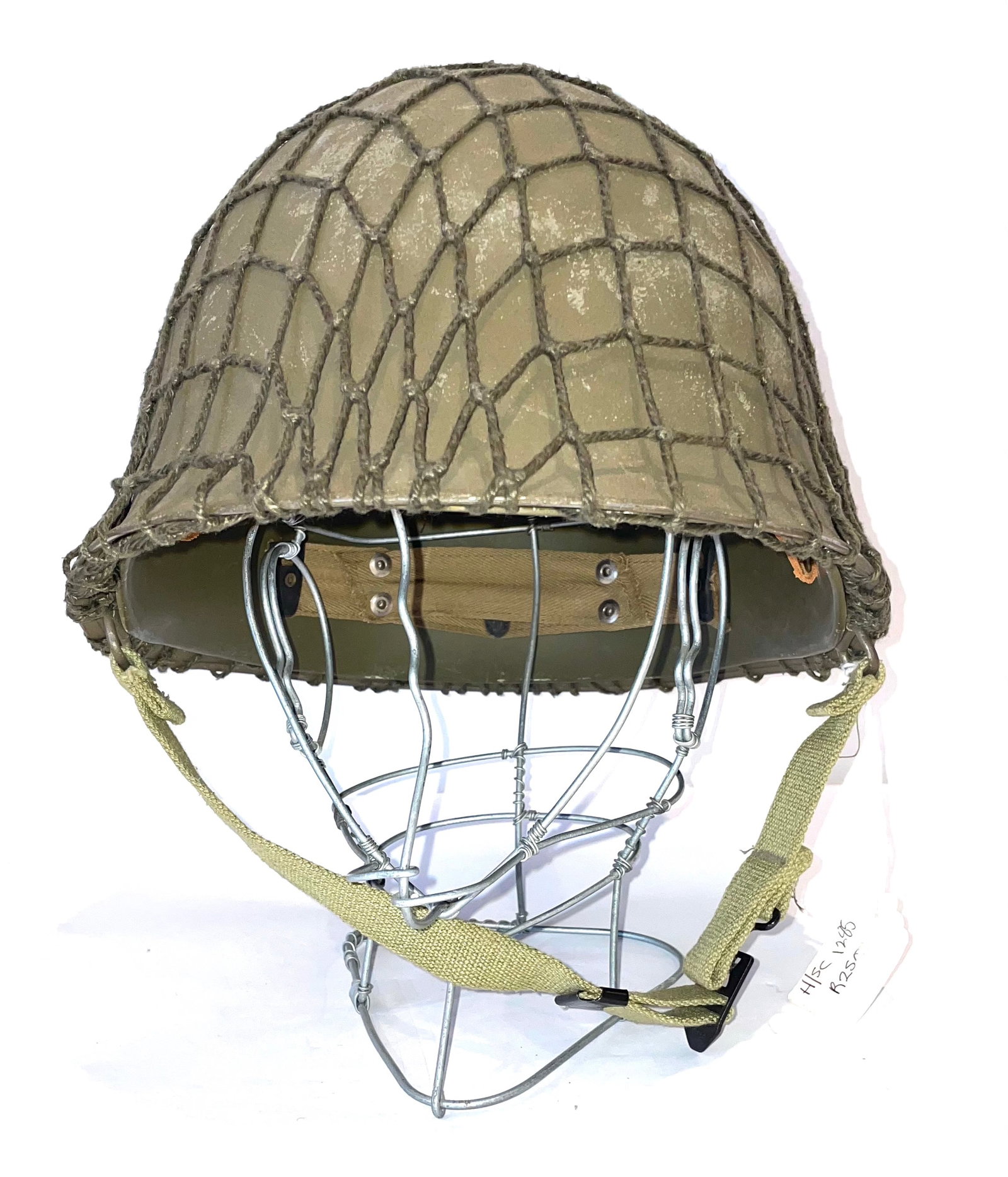 NATO FRANCE.Army M56 Steel Helmet: Complete with separate liner,chin-strap and net.Has 1950s date stamps in both liner and steel shell.