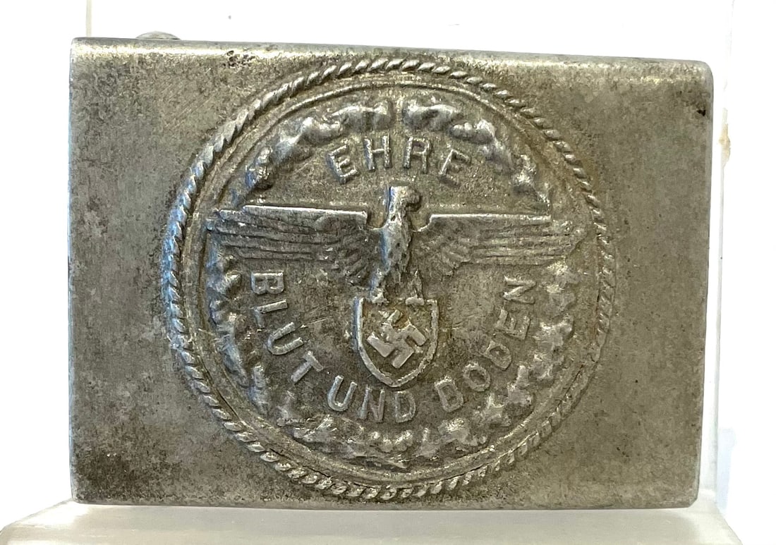 WW2. 3rd Reich Slovakian Freiwillige Schutzstaffel Belt Buckle: Makers marks to buckle.Aliminium.