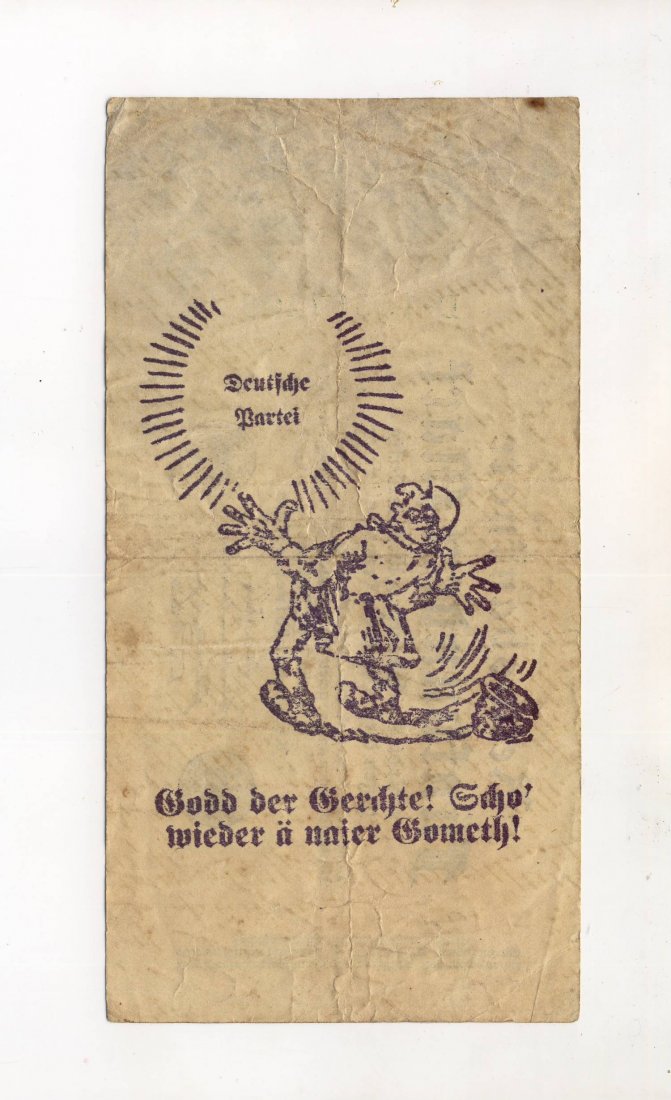 Nazi Overprint German Inflation Note - Anti-Semitic: Overprinted German inflation note, the translation being : God, righteous again a new comet ( Geman Nazi party ) ! During and following the German hyperinflation of 1923, the worthless large-denominat