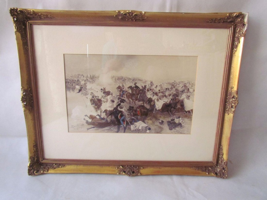 Framed Watercolor by Fritz Neumann German Impressionist (1 of 7)