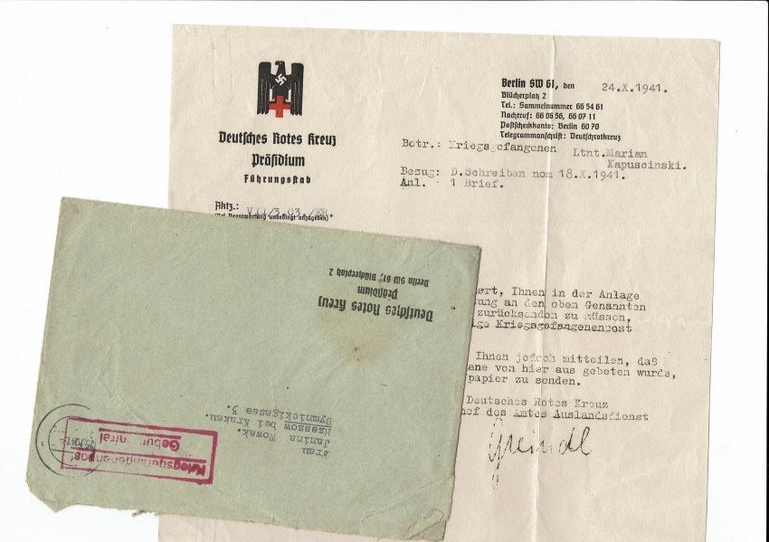 German WW2 - Red Cross Document Polish POW 1941 (1 of 3)