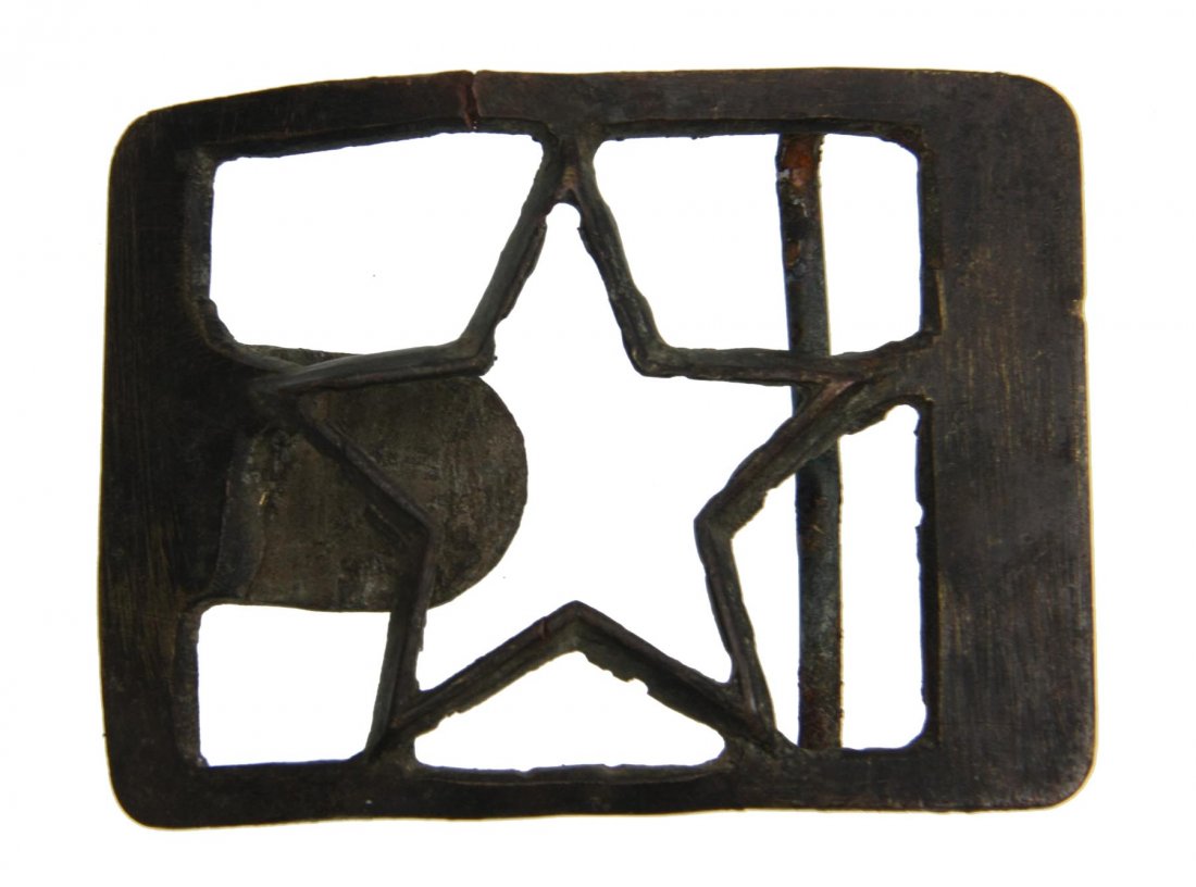 Soviet Belt Buckle - WWII: Soviet belt buckle from World War II. Individually processed by a soldier by cutting out the space between the star and the frame.