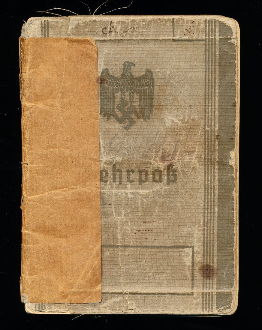 German - Turkistanische Legion Wehrpass - Rare: Turkistanische Legion Wehrpass.First type Wehrpass issued in Tilsit, East Prussia (now Sovetsk, Kaliningrad Oblast, RussianFederation) to Sonderführer O. Fink (promoted to Sonderführer on 11.11.1942