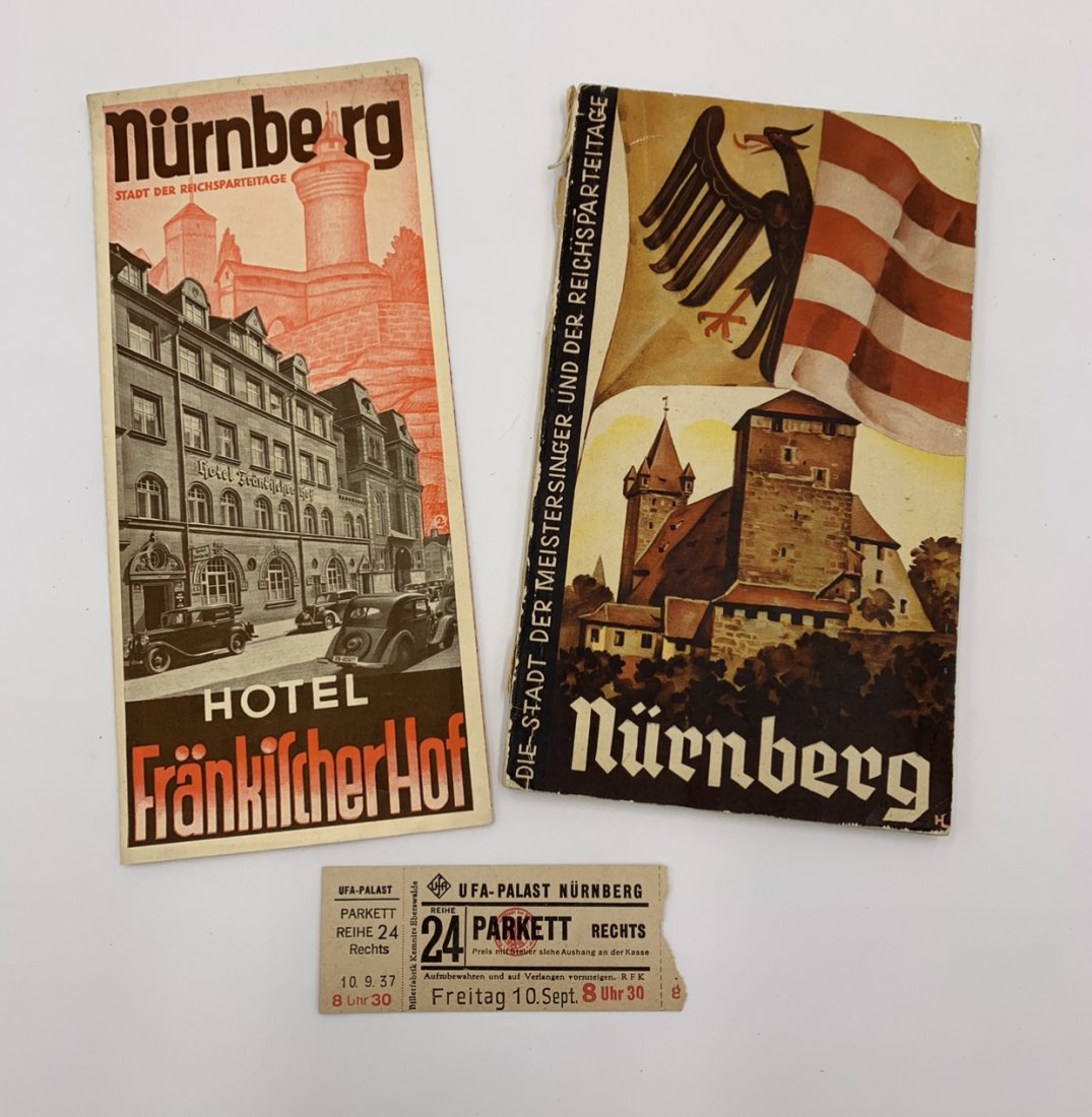 Reichsparteitag Hotel (Frankischof) + Booklet + Ticket: Reichsparteitag Hotel (Frankischof) brochure + Reichsparteitag Booklet with Ticket