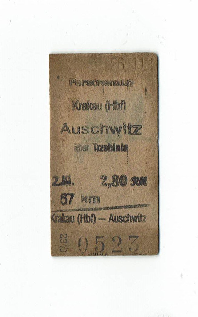 KRAKOW TO AUSCHWITZ TRAIN TICKET CA. 1944 (1 of 2)