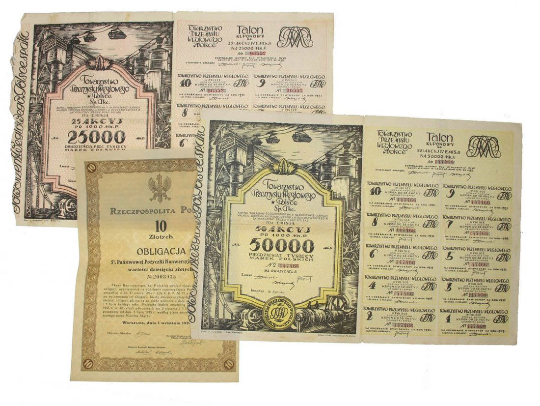SET OF POLISH  SECURITIES 1922 - 1923 (1 of 11)