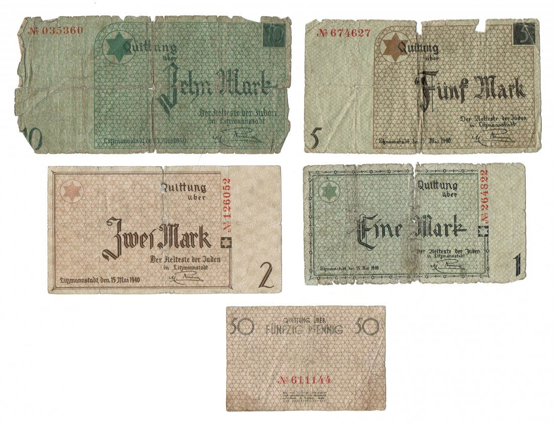 Instant Collection of Used Litzmanstadt Ghetto Currency (1 of 11)