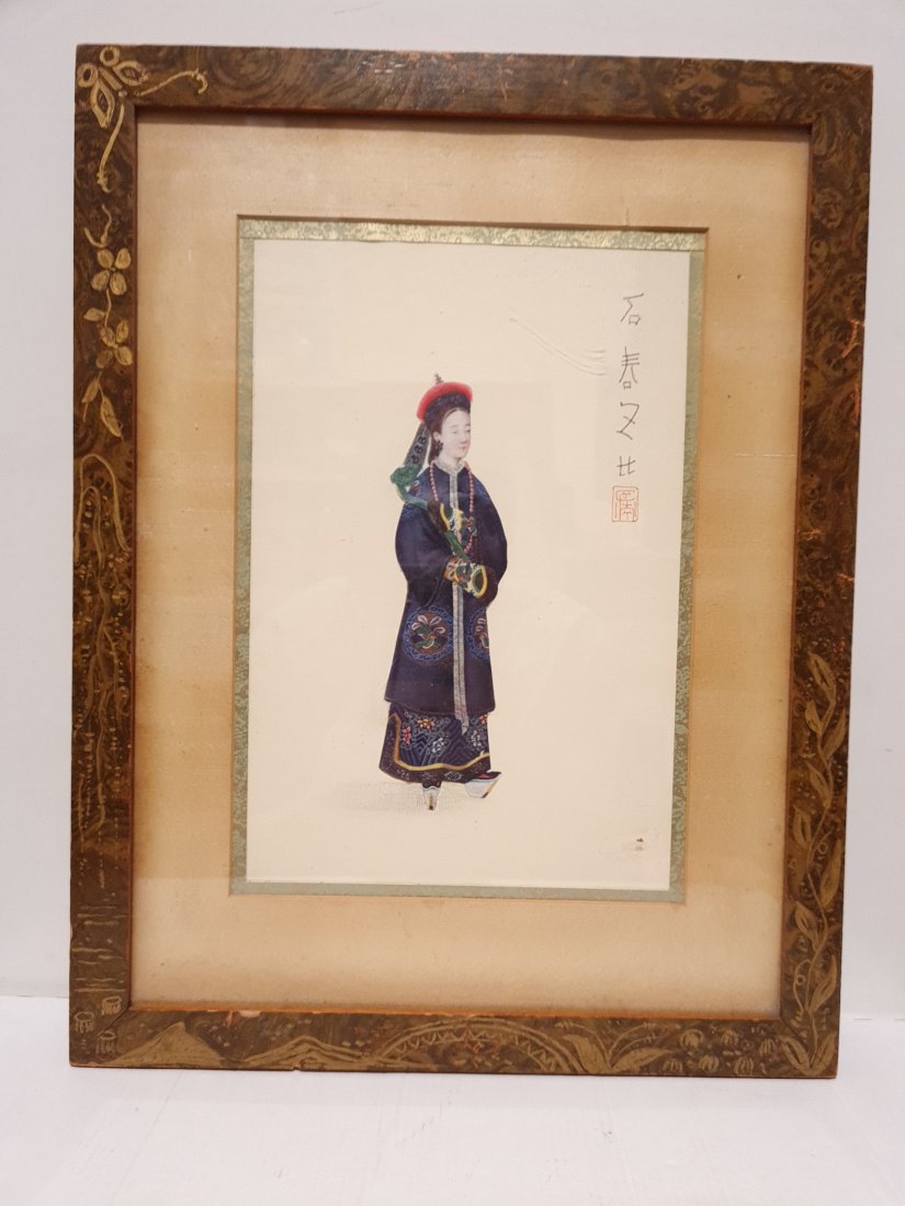 Very Old Chinese Artwork With Woman ca 1910 (1 of 6)