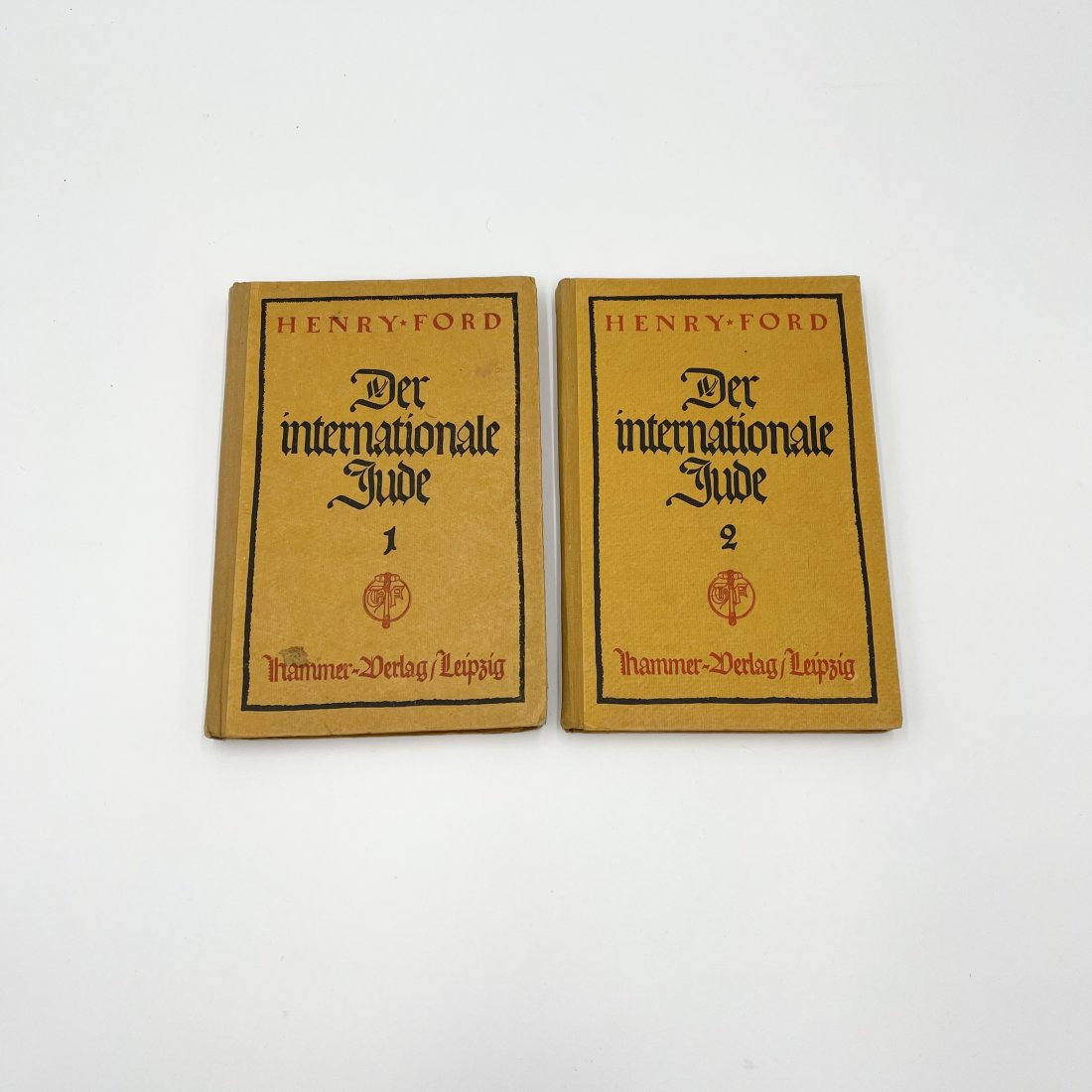 Der Internationale Jude - Henry Ford Anti Semitic Book: Rare original 2 volumes set of Henry Ford's anti-Semitic work "The international Jew".The Hammer Verlag in Leipzig published a two volume set with the German translation of Ford's work in two 5-1/2 x 