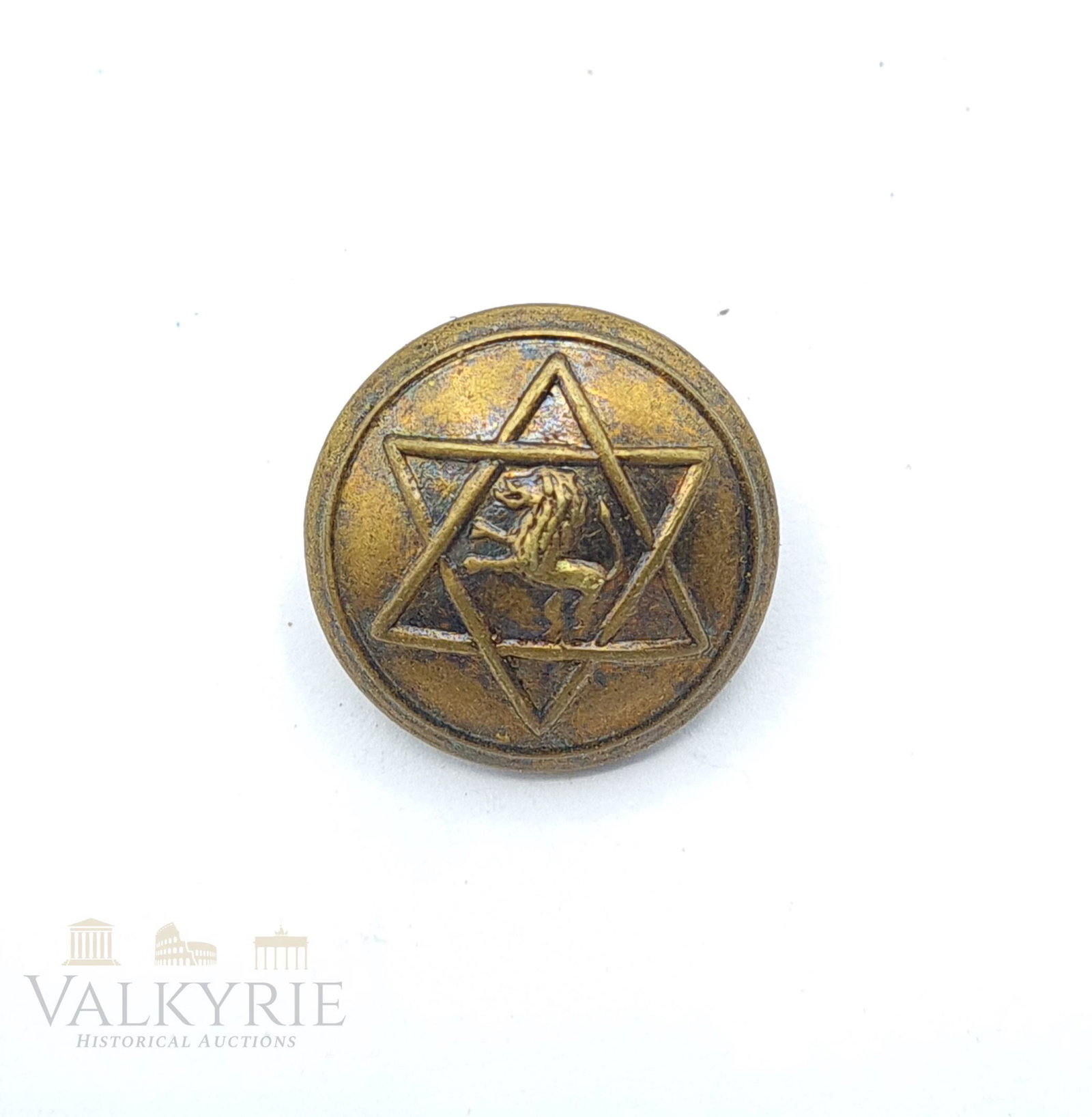 Brit Hachal- Polish Origin Metal Button with David Star: II RP - BUTTONS BRITH HACHAŁAButtons from the uniforms of members of the Brith Hachajał organization associating Jewish reservists of the Polish Army, prod. from May 1939, single-layer, reve