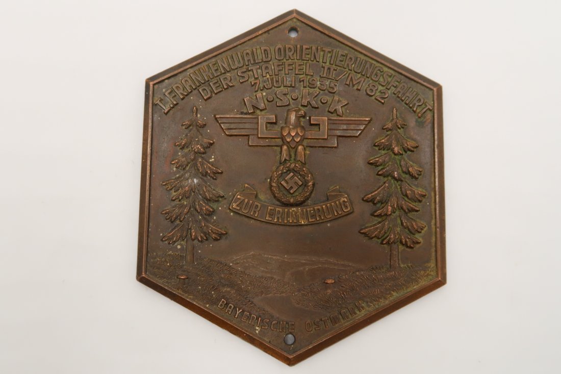 NSKK Participant Badge 1935.: NSKK (Nationalsozialistisches Kraftfahrkorps)(National Socialist Motor Corps) participant badge - "NSKK I.Frankenwald Orientation trip of the Season II / M 82 Bavarian Ostmark". 8x7 cm