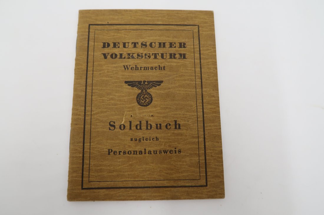 3 Reich - German Volkssturm Soldbuch Gau 3 (Berlin): German Volkssturm Soldbuch. Issued April 20, 1945 (!), Gau 3 (Berlin) / 208th Battalion