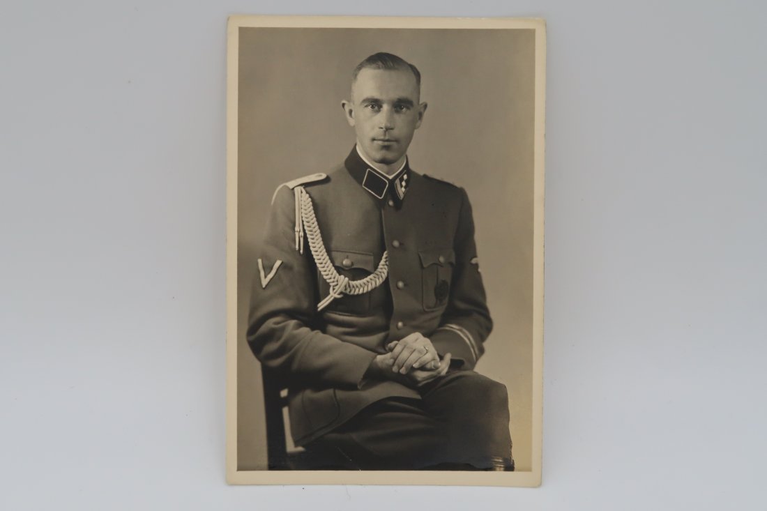 German Waffen-SS Portrait Photo: Waffen-SS Portrait photo. Carl Wolf stamp on back.