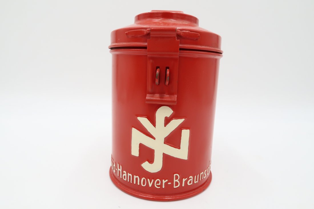 German WWII Donation Can - Winterhilfswerk - Hannover: 3 Reich period original and used condtion donation can of the National Socialist Welfare (die Nationalsozialistische Volkswohlfahrt NSV). It's complete and it was used in the Gau Hannover . The NSV wa