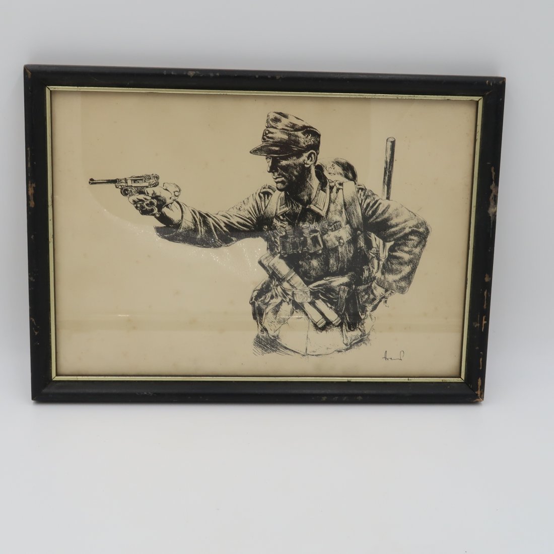 Framed Art Print of WWII Heer Soldier with Luger (1 of 3)