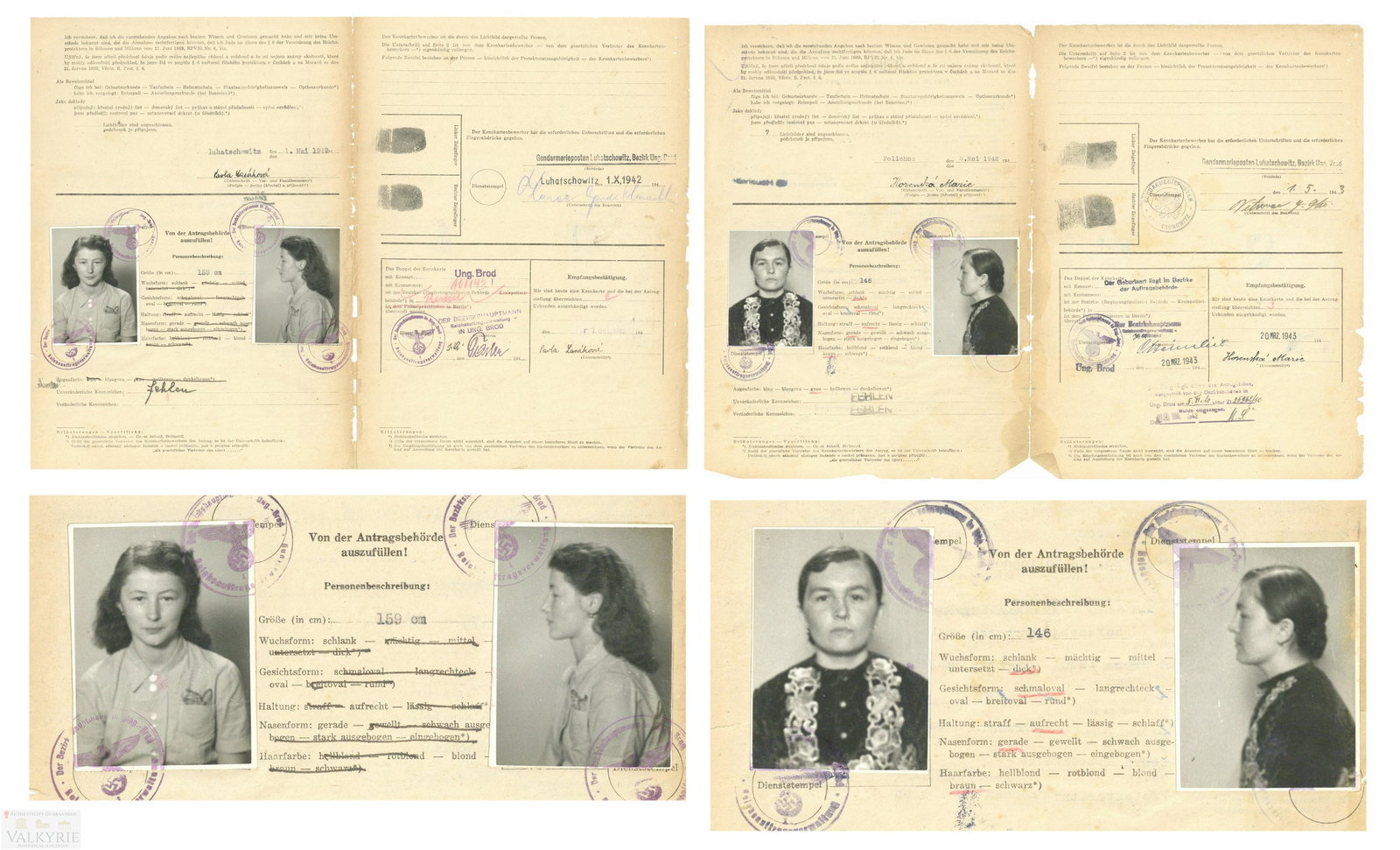 3 Reich - 2 Formal Request to Inssue Kennkarte to Czech: Interestig documents that consist of 2 formal requests done by Nazi administration to issue the respective Kennkartes to 2 different Czech citizens after German occupation. With all the information ab