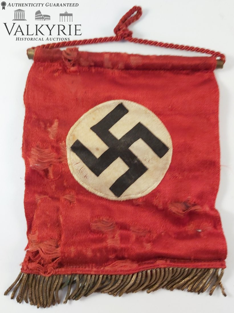 Swastika Pennant with Metal Fringes: Swastika Pennant with Metal Fringes Dimensions: 15x26 cm VERY IMPORTANT !!! Shiping from our office in Europe.