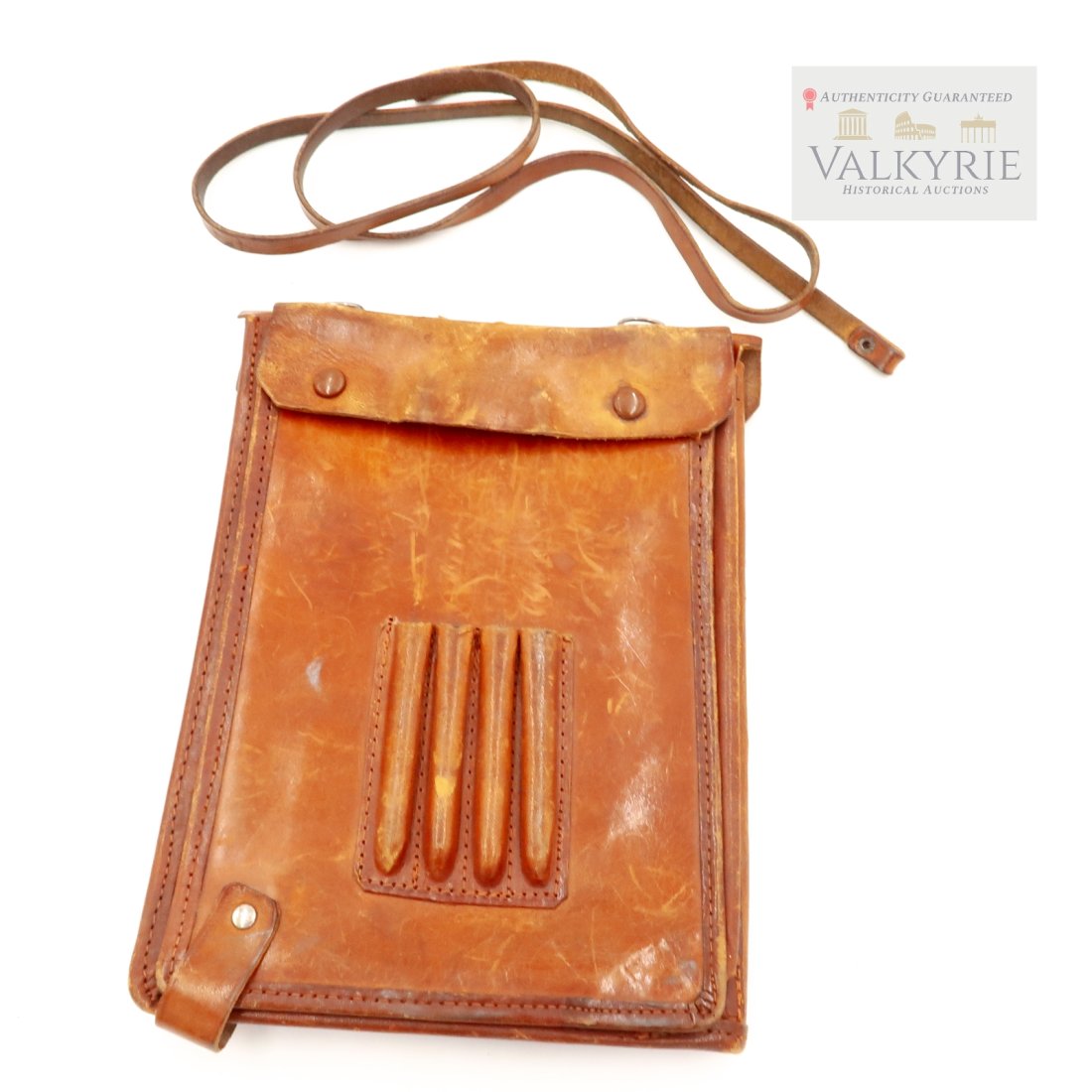 German WWII Leather Map Case with Strap (1 of 4)