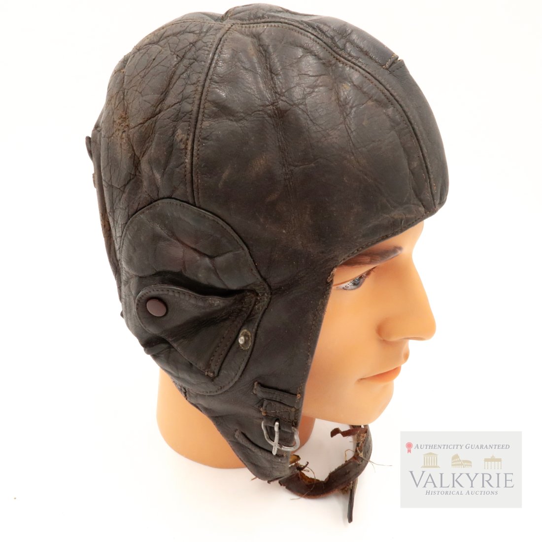 German WWII Luftwaffe Leather Flight Cap (1 of 7)