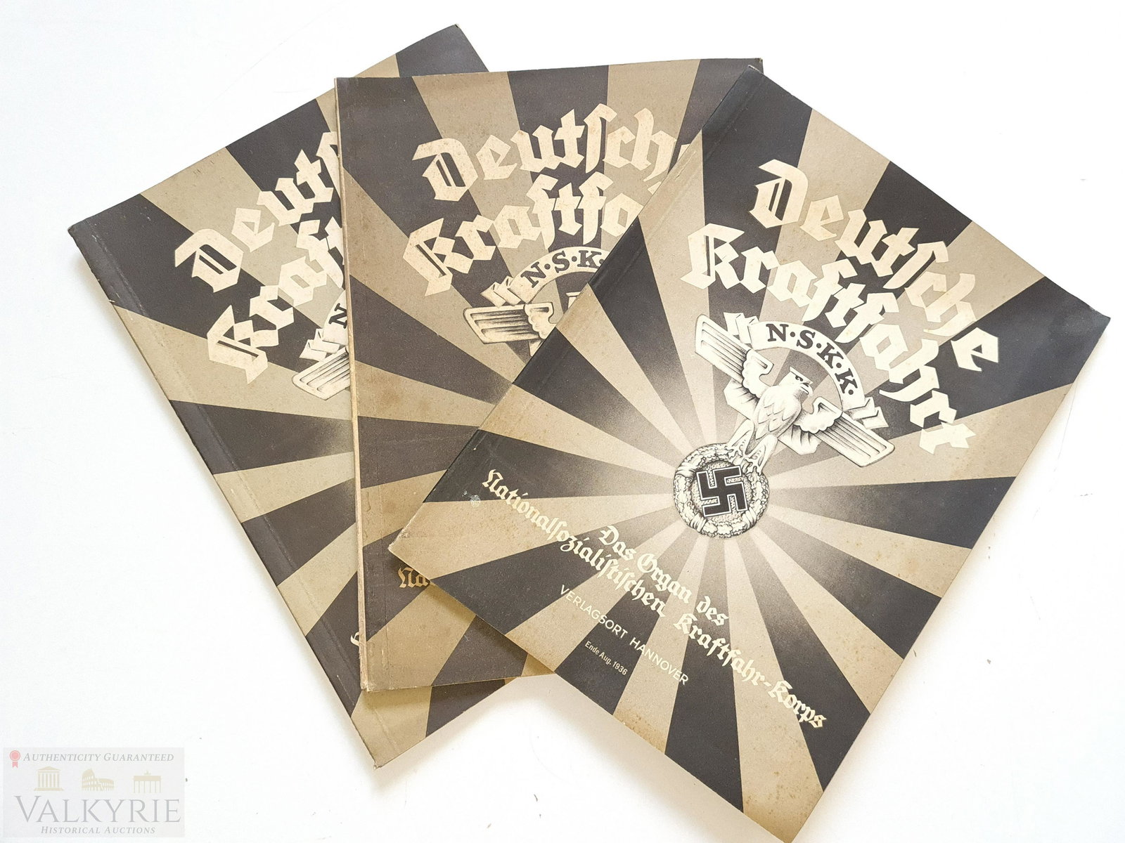 "Deutsche Kraftfahrt" 3 x Magazine of NSKK 1936: 3 Numbers of official organ of the NSKK (Nationalsozialistische Kraftfahr-Korps). Many contents and photos about the NSKK. The National Socialist Motor Corps (German: Nationalsozialistisches Kraftfahr