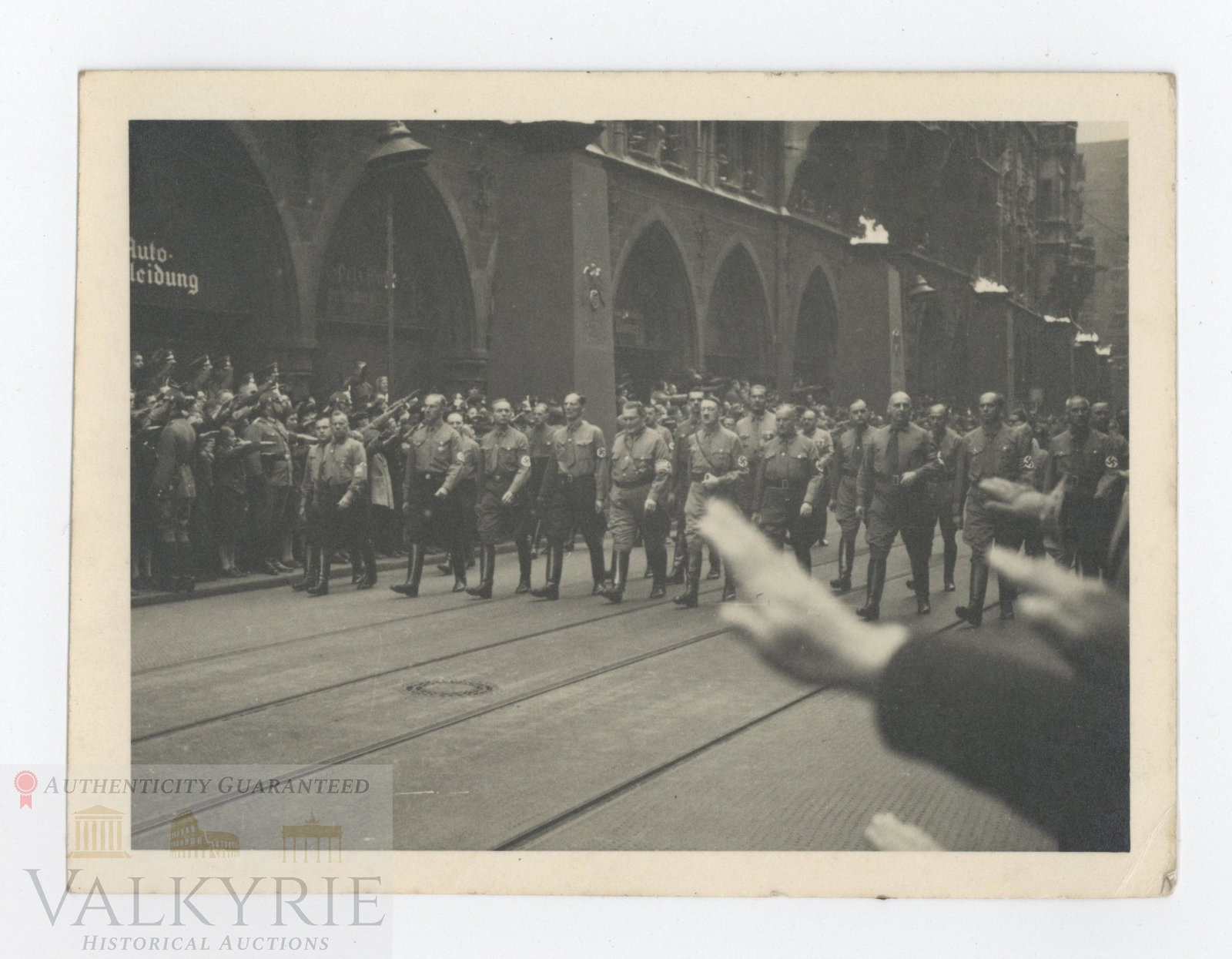 Private Photo of High Ranked Nazi Chiefs during Putsch Anniversary: Private taken phtoto of some very imporant high ranked Nazis marching during the celebrations of the Beer Hall Putsch in Munich. We can recognise Adolf Hitler, Hermann Goering, Ernst Kaltenbrunner, vo