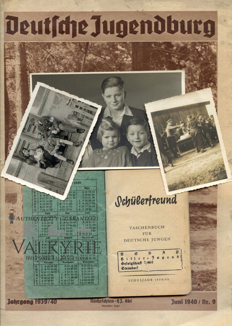Hitler Youth Set (DJ / HJ): Hitler Youth Set (DJ / HJ) 1.) Schulerfreund - taschenbuch fur Deutsche Jugend. Schuljahr 1939/40 (Student friend - paperback for German youth. School year 1939/40) Ink stamp: Nazi Party Hitler-Ju