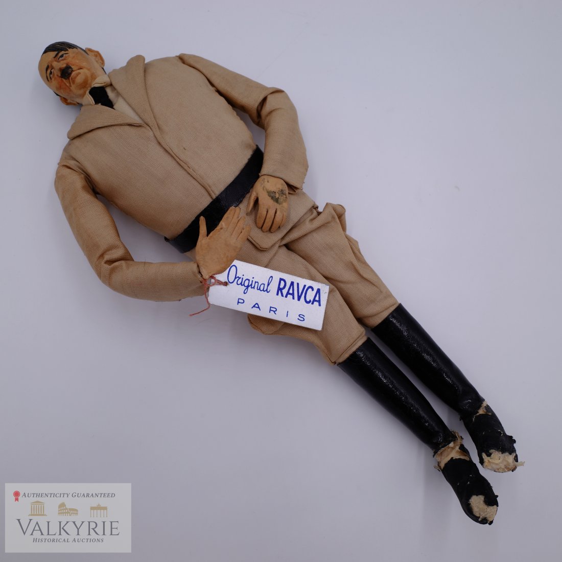 Adolf Hitler Doll - Original Third Reich Era: Adolf Hitler Doll - Original Third Reich Era, made in Paris after the German occupation. The feet are a bit damaged but it still has the original tag attached. A rare original doll from the 1940's. Me